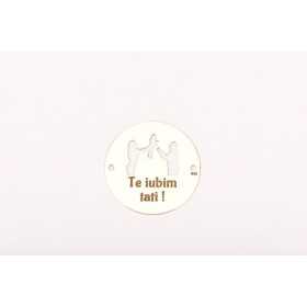 E0135-G-Link rotund din argint 925 diametru 22mm decupat parinti si copil plus text