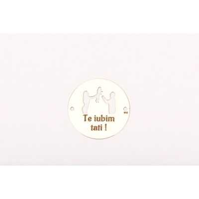 E0135-G-Link rotund din argint 925 diametru 22mm decupat parinti si copil plus text