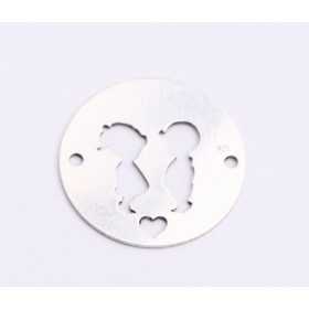 E0568-N-Link rotund din argint 925 diametru 16.5mm decupat model baiat, fetita si inimioara