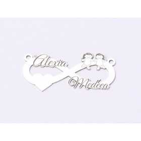 Infinit decupat din argint cu 2 nume cca 16x38mm