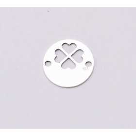 E0593-Link banut argint decupat cu trifoi 10mm 0.33mm 1buc