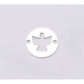 E0595-Link banut argint decupat cu ingeras10mm 0.33mm 1buc