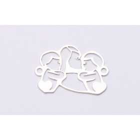 E0609- Link mama si doi copii cu inimioare 25x17mm 0,5mm grosime-1buc