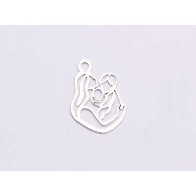  E0611 N Charm din argint 925 mama cu bebe si copil 20x15mm 0.5mm